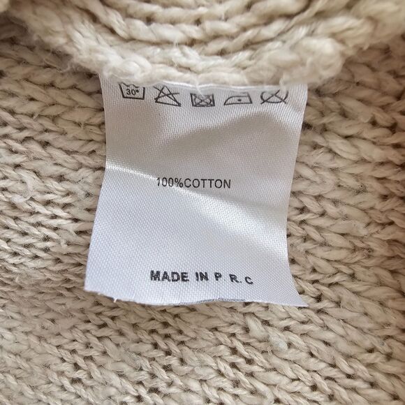 Brandy Melville 100% Cotton Knit Sweater Beige Long Sleeve Pullover Size M - Picture 8 of 8